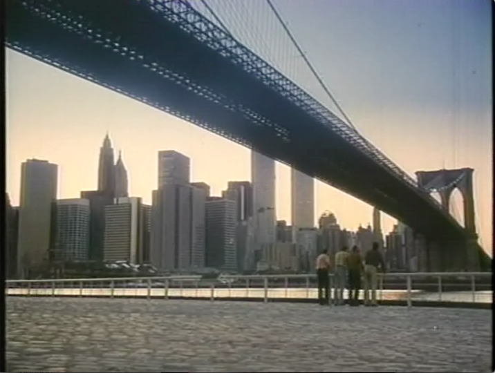 Ramon's friends arriving in New York City (film still) 